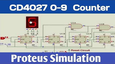 CD4027 based 4 bit up counter simulation in Proteus