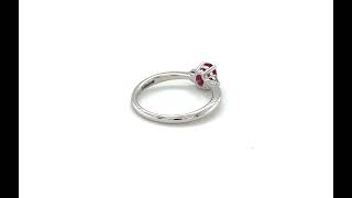 18ct White Gold Diamond & Ruby Trilogy Claw Set Ring - 01110038 | Johnsons Jewellers