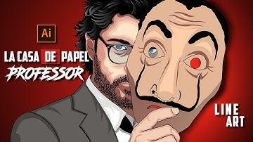 PROFESSOR of LA CASA DE PAPEL MONEY HEIST VECTOR TUTORIAL  | Adobe illustrator 2020 || LINE ART