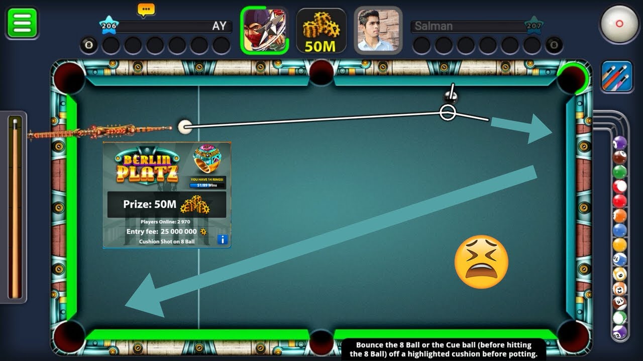 8 Ball Pool - Amazing Double Bankshot Fail / Quickest Denial Ever [No  Hack/Cheat] - 