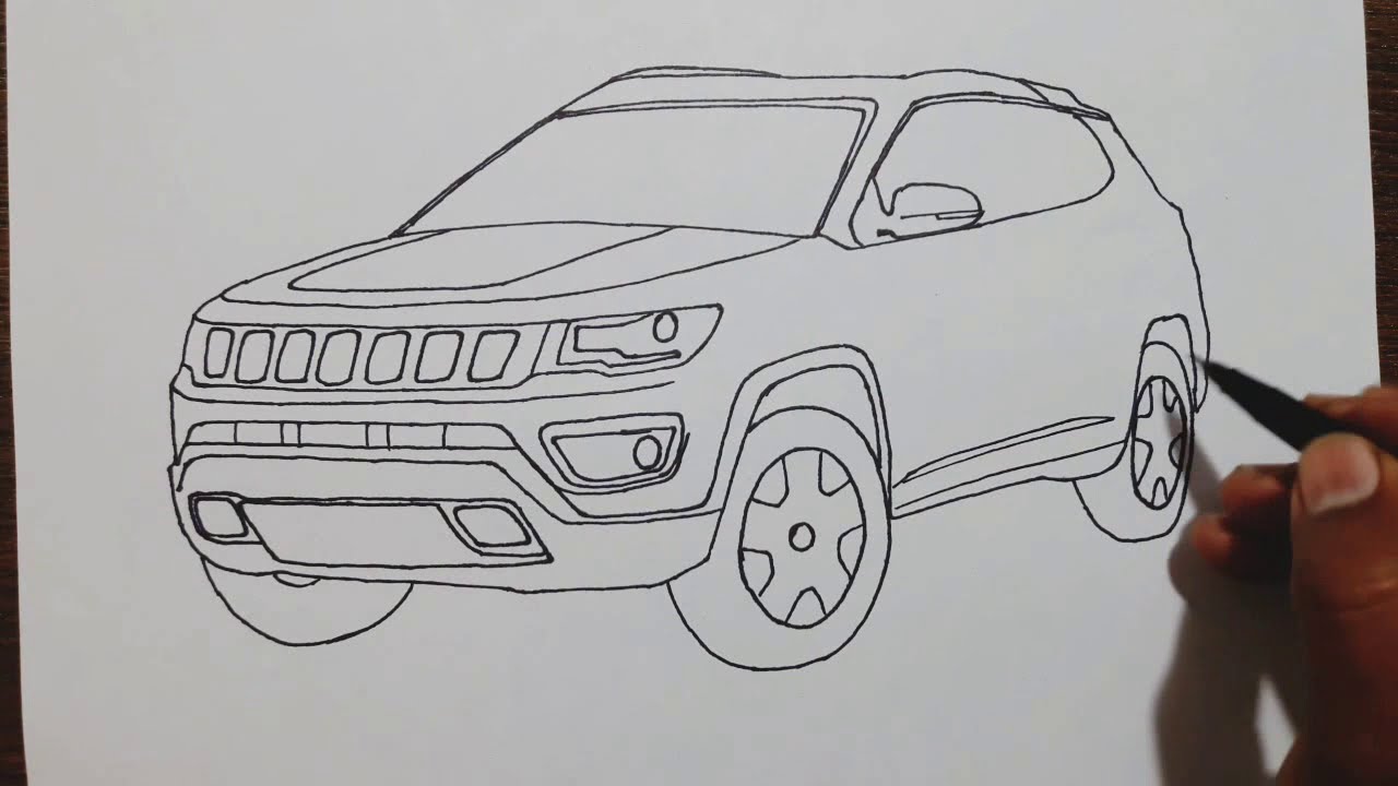 How to draw Jeep Compass car - ViDoe