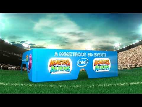 Commercial for Monsters Vs. Aliens Super Bowl Halftime premiere of the new trailer in 3D