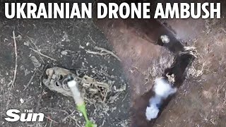 Ukrainian drones drop bombs on Russian soldiers in trenches and destroys tanks on frontline