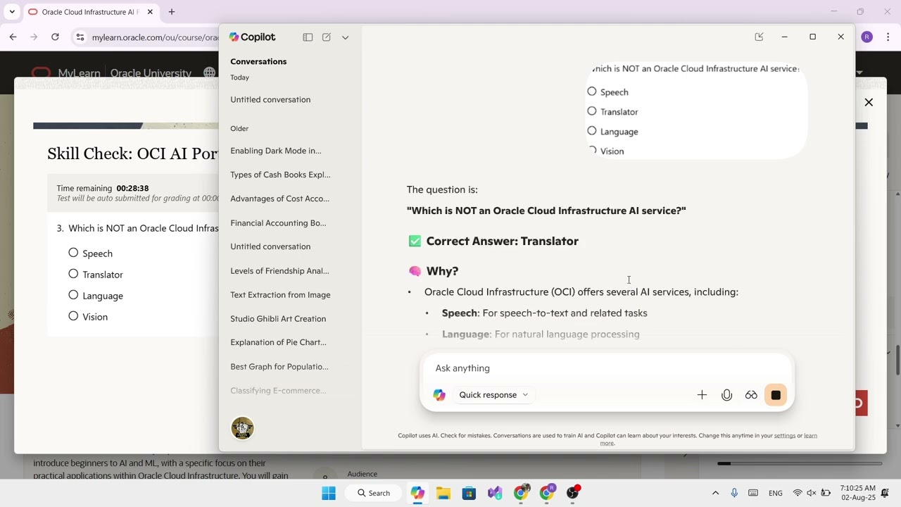 skill check OCI AI portfolio