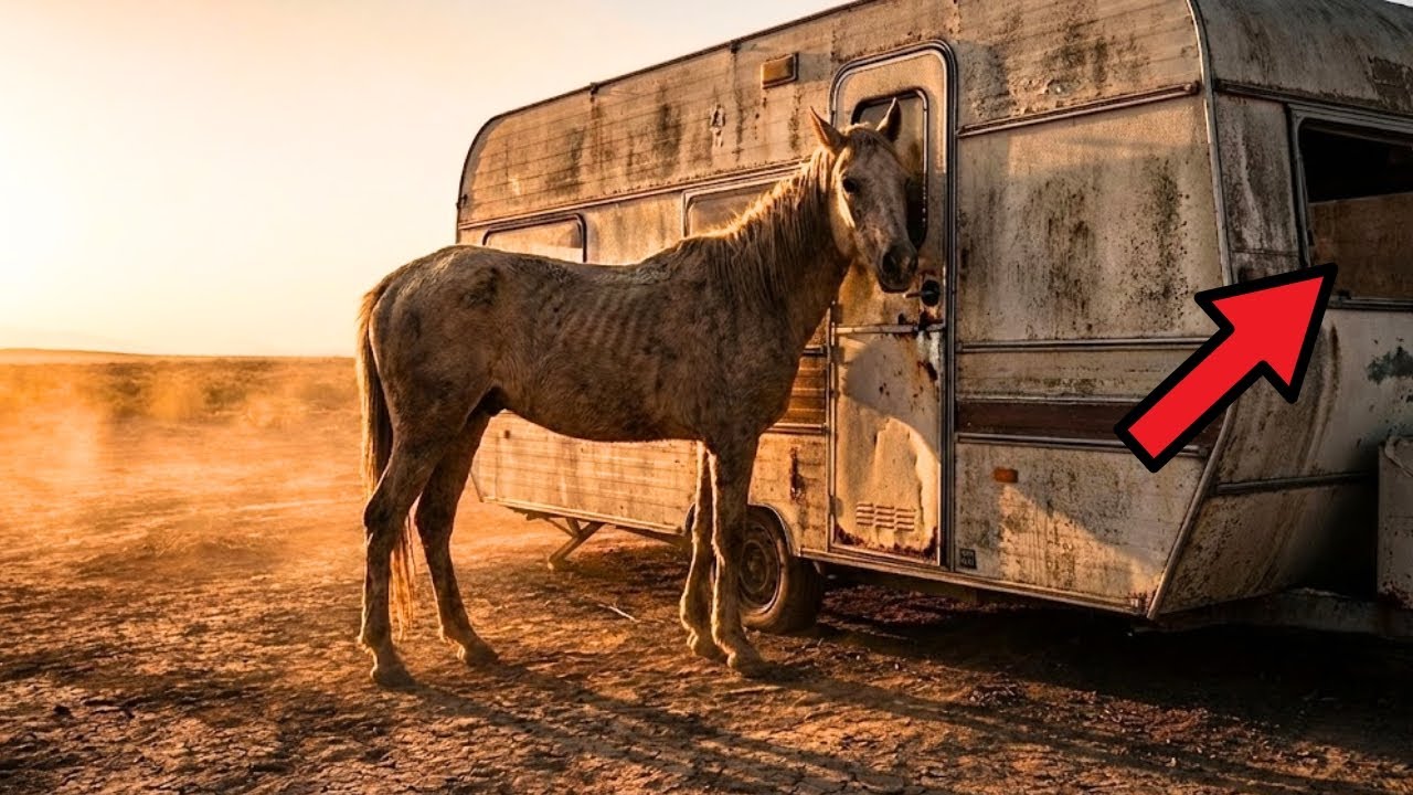 Cowboy Found a Starving Stallion Guarding an Abandoned Trailer — What Was Inside Changed Everything