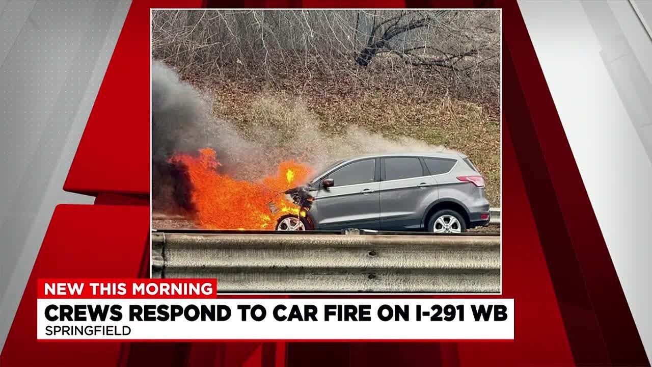 Crews respond to car fire on I-291 in Springfield - YouTube