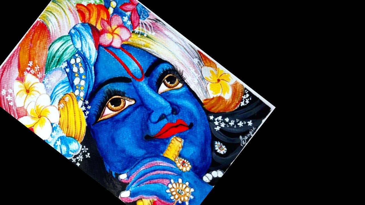Lord Krishna drawing with watercolor Easy Krishna painting Step By