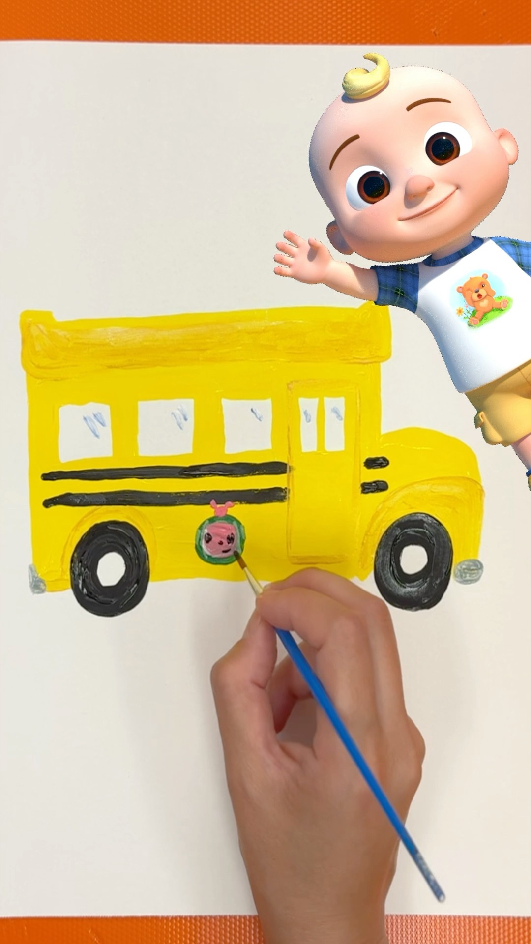 Easy Wheels on the Bus Painting! ?! CoComelon Crafts! #shorts #cocomelon