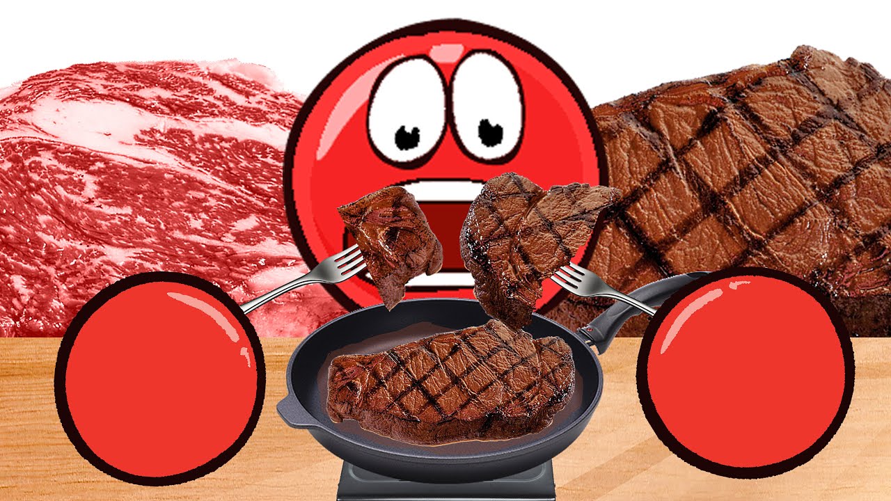 ASMR STEAK EATING with RED BALL 4 MUKBANG ANIMATION 