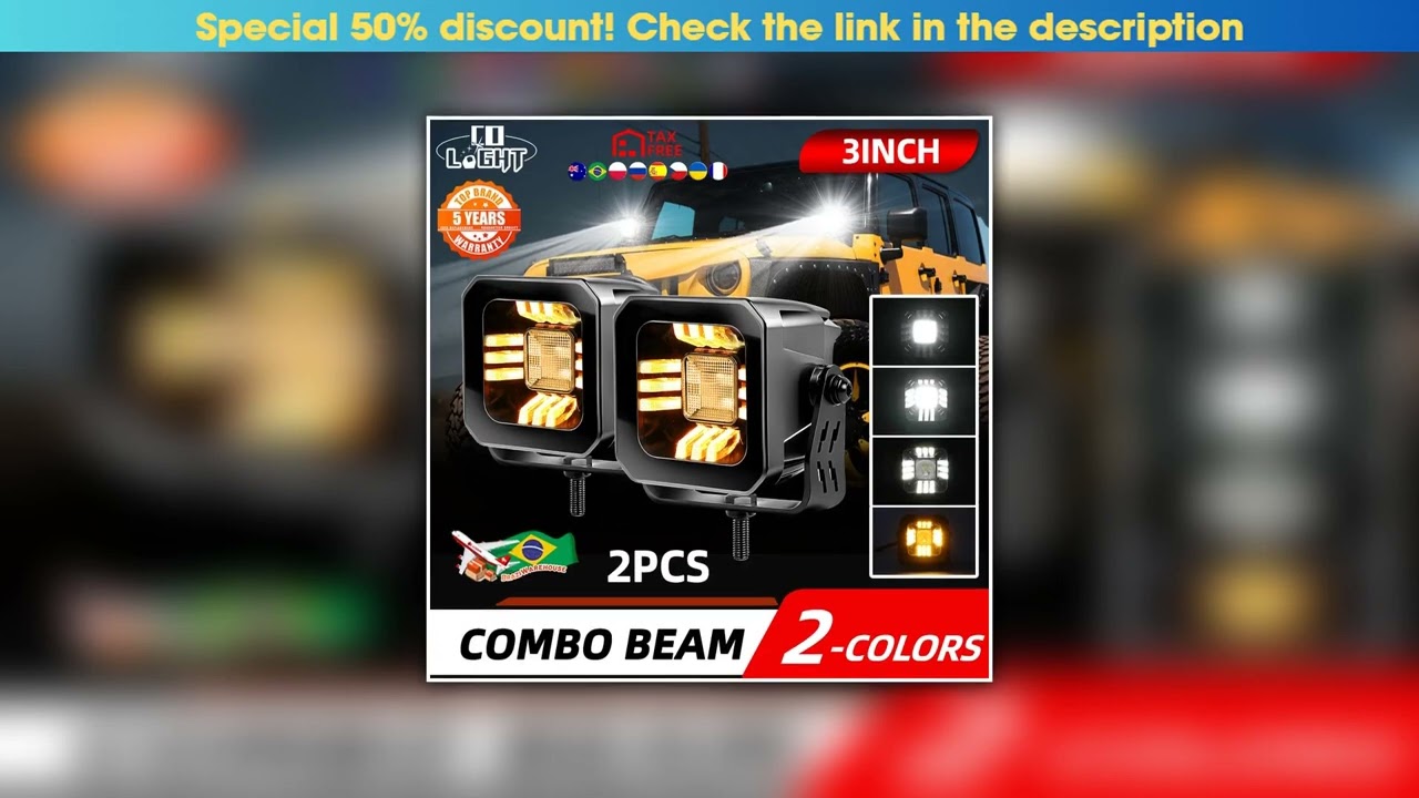 Top CO LIGHT New 3 inch Led Work Lights White Yellow DRL 4x4 Led Light Bar Spot Flood 50000LM for T