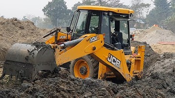 JCB Backhoe Digging For Bridge Foundation Construction - JCB Making Village Road - JCB Video