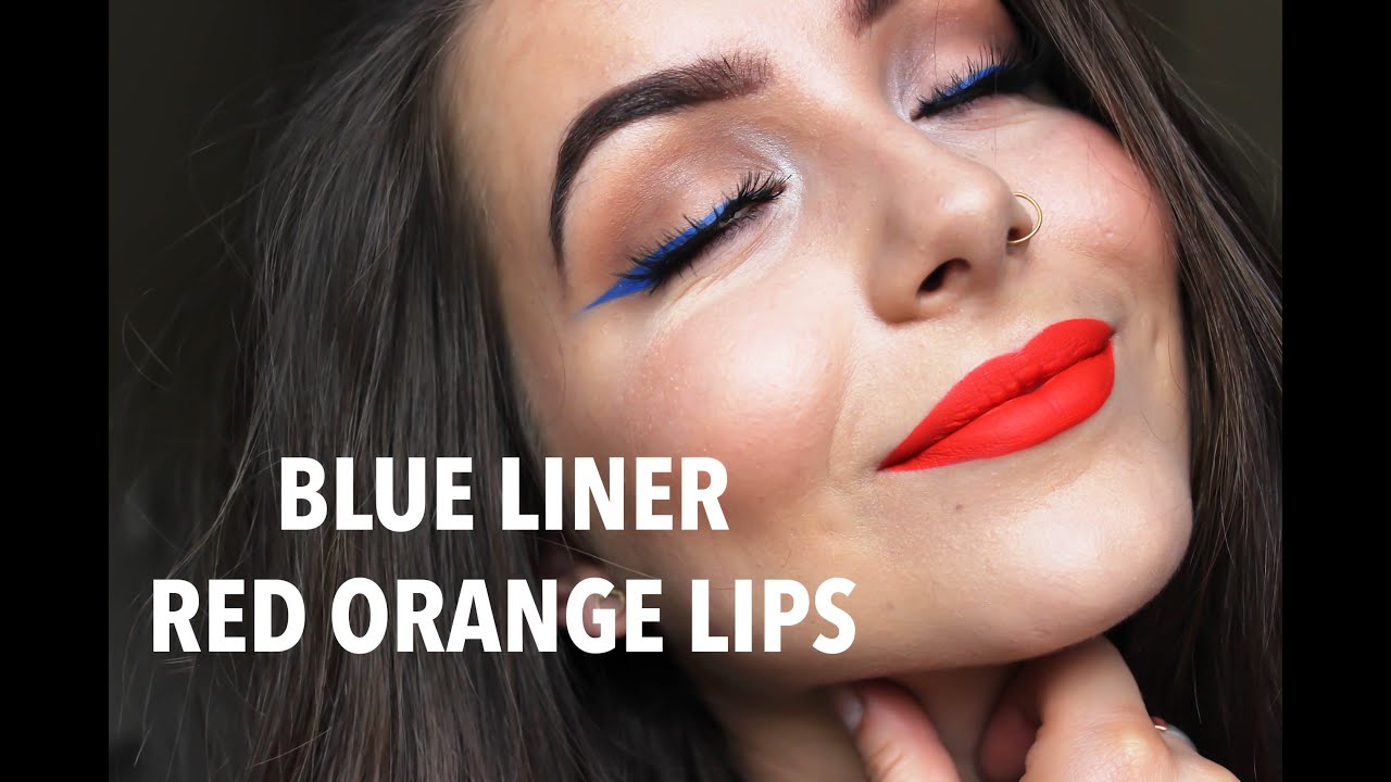COBALT BLUE LINER RED ORANGE LIPS MAKEUP TUTORIAL YouTube