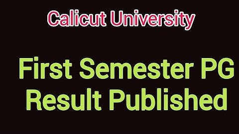 Calicut University First Semester PG Result Published
