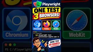 Run ONE Playwright Test in 3 Browsers! 😱 Chromium, Firefox & WebKit #shorts  #playwright