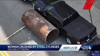 Woman dies after being struck by steel cylinder from Pittsburgh construction site