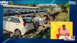 Muro cae encima de autos de renta en Holguín. #Cuba