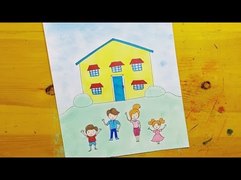 رسم منزل الذي اعيش فيه رسم منزلي رسم عائلتي رسم اسرتي كيفية رسم المنزل 2