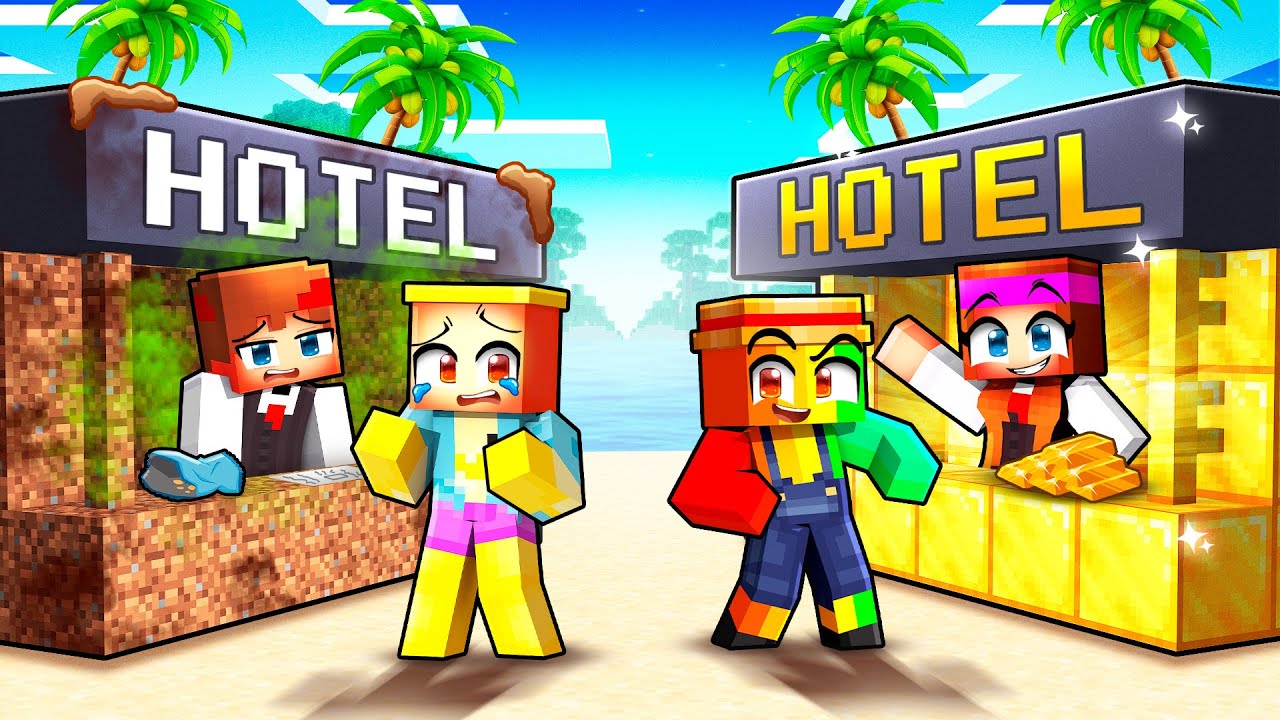 Hôtel de RICHE vs Hôtel de PAUVRE sur Minecraft !