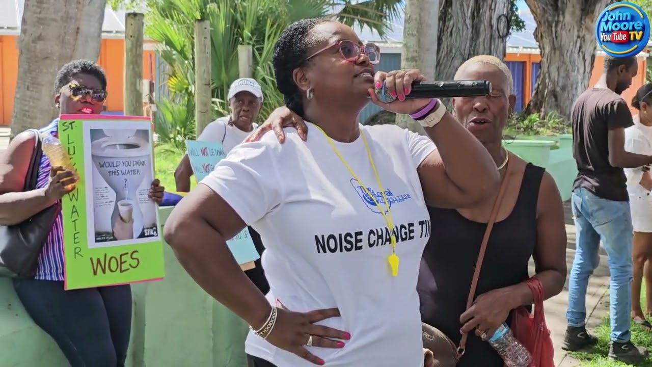 PROTEST MARCH. ST  LUCY DESERVES CLEAN WATER NOT THAT BROWN MURKY LIQUID THEY SAY IS SAFE TO DRINK.