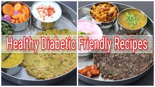 2 Healthy Diabetic Diet Meal Plan - Veg Thali - Diabetic Friendly Recipe Ideas | Skinny Recipes screenshot 1