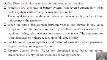 SGP Video short on Define Directional relay as reverse current relay as per function in English