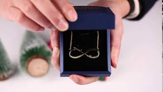 DUNALI Wonderful Gift Sterling Silver Couple's Infinity Necklace With Engraved Names