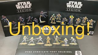 Star Wars Legion Mandalorian Super Commandos, Black Sun Enforcers, and Pyke Syndicate Unboxing!