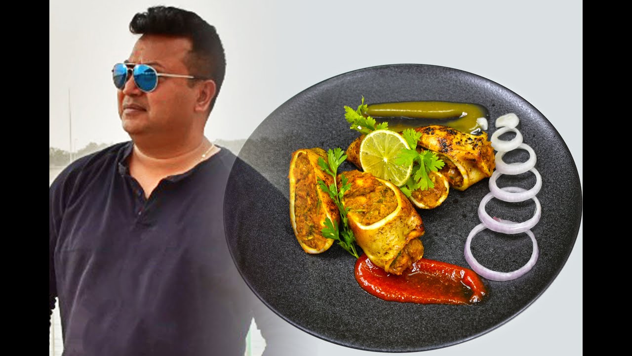 Squid stuffed with shrimps 