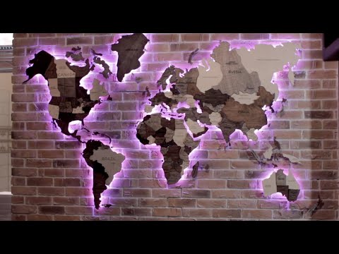 Wooden World Map With Backlight