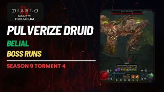 Rotten Pulverize Druid - Belial Boss Run Attempts - Diablo 4 Season 9