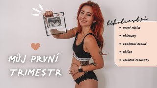 MŮJ PRVNÍ TRIMESTR // příznaky, oznámení rodině, růst bříška & oblíbené produkty