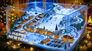❄️ Alpine Village Trapped in Glass Cube 🧊 Relaxing Old Christmas Songs | LIVE Miniature World screenshot 3