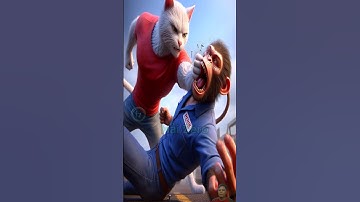 Mèo cha trả th.ù con khỉ khi làm t.ử nạn mẹ con mèo #viral #cat #meow