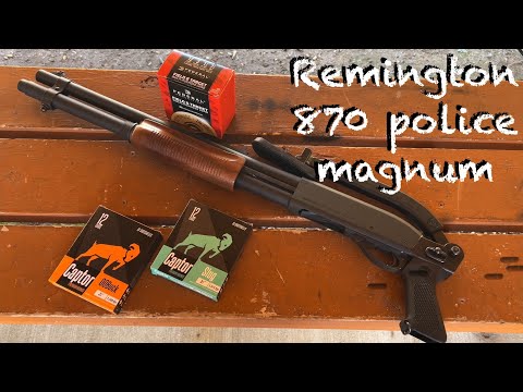 Remington 870 12 gauge Police Magnum with folding stock at the range! Very pleasant to shoot!