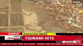 Tsunami hits Japan. 11-03-2011 CNN