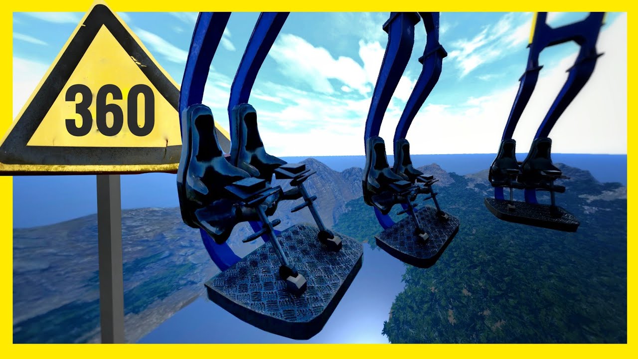 360 VR - Canyon Thrill Flat Ride roller coaster virtual reality POV 4K 3D animation simulator