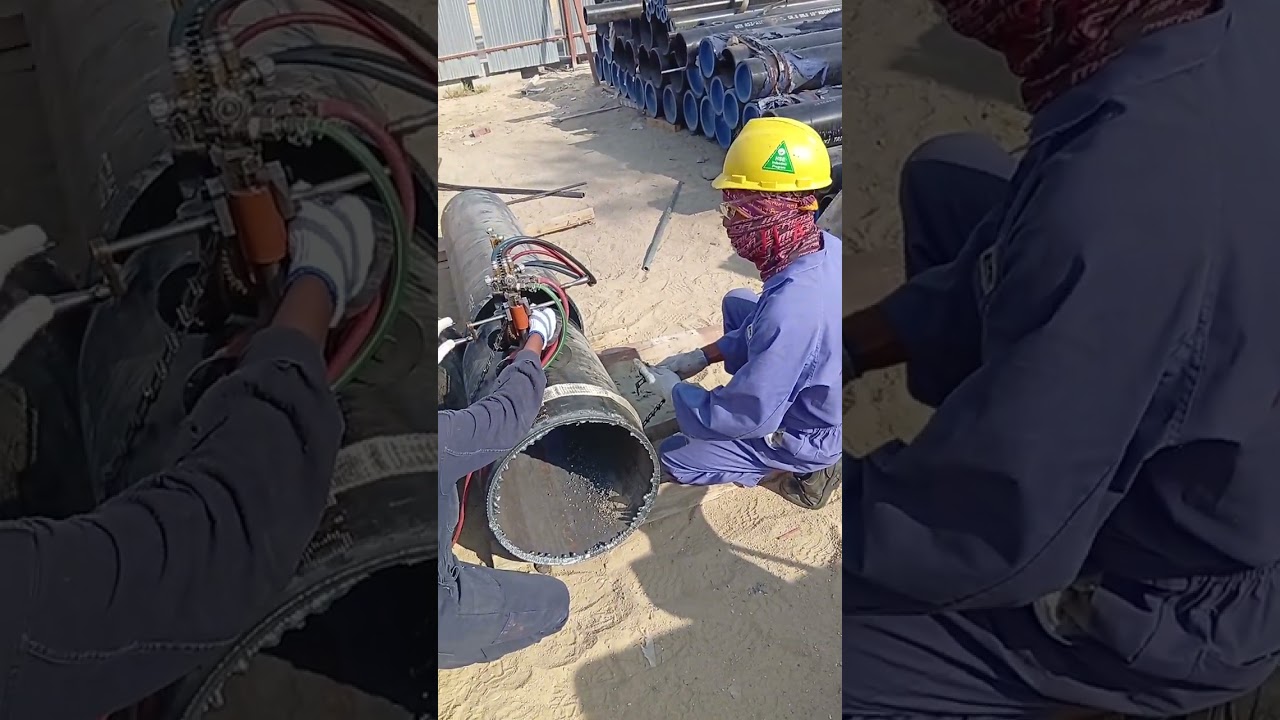 Pipe cutting work Safety first: Always wear appropriatesafety gear, including safety glasses, aface 