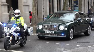 **NEW BENTLEY!** King Charles III escorted by SEG / engagement / A bank in Canary Wharf