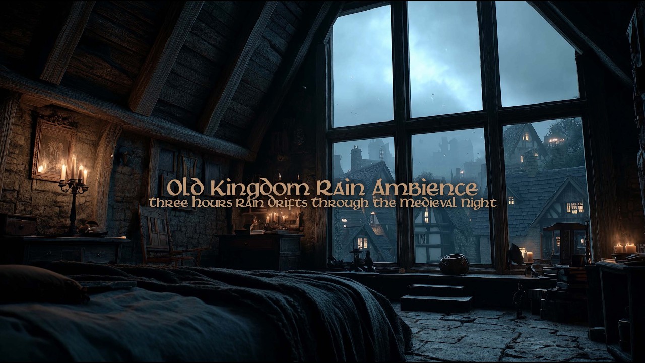 Medieval Night Rain Outside the Window | Relaxing Ambient Sounds