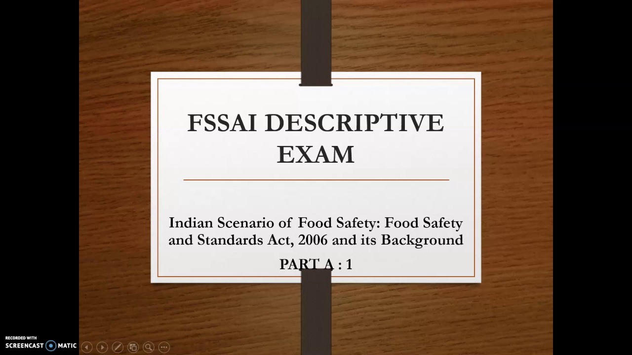 Fssai Descriptive Exam Part A 1 Youtube