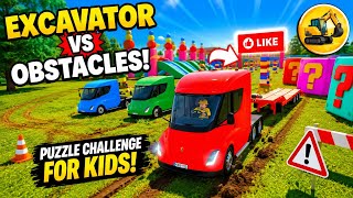 Excavator vs Obstacles 🚜 | Fun Puzzle Challenge for Kids | Construction Vehicle Animation screenshot 3