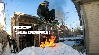 Extreme Sledding Off The Roof Of Our House