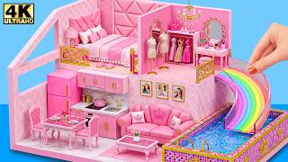 🎀✨ Build Pink Barbie Crafts House with Giant Rainbow Water Slide into Pool ❤️ | DIY Miniature House