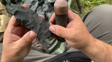 FLINT KNAPPING, Hammerstone work:  late paleo spearpoint
