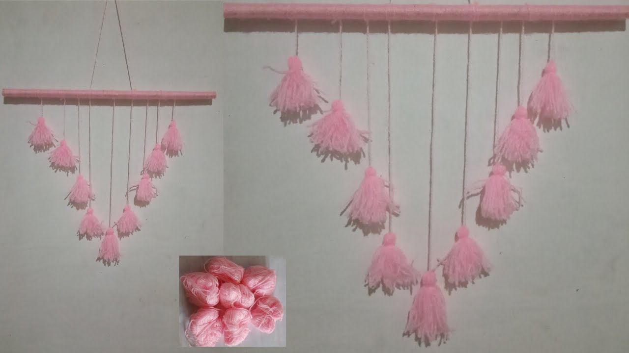 DIY membuat hiasan  dinding dari benang  wol  woolen wall 