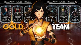 How to Beat Match 195 & 196 Hellspawn Fatal Tower using Gold Team + Tips | MK Mobile