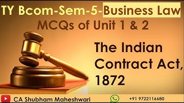 MCQs Business Law TY Bcom Sem 5 Mid Sem | MSU Baroda | CA Shubham Maheshwari #msubaroda