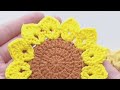 Easy Sunflower Crochet Coaster Beginner Friendly Pattern