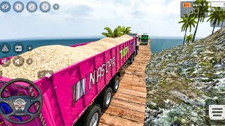 Single trolley big Tata truck Offroad driving truck full loaded material drive gameplay 