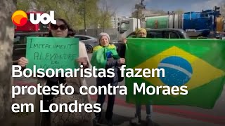 Bolsonaristas fazem protesto contra Moraes durante fórum com ministros do STF em Londres; vídeo